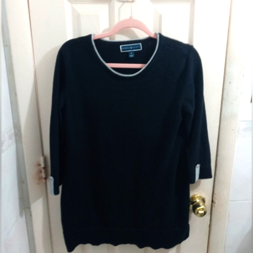 Karen Scott Black 3/4 Sleeves Sweater